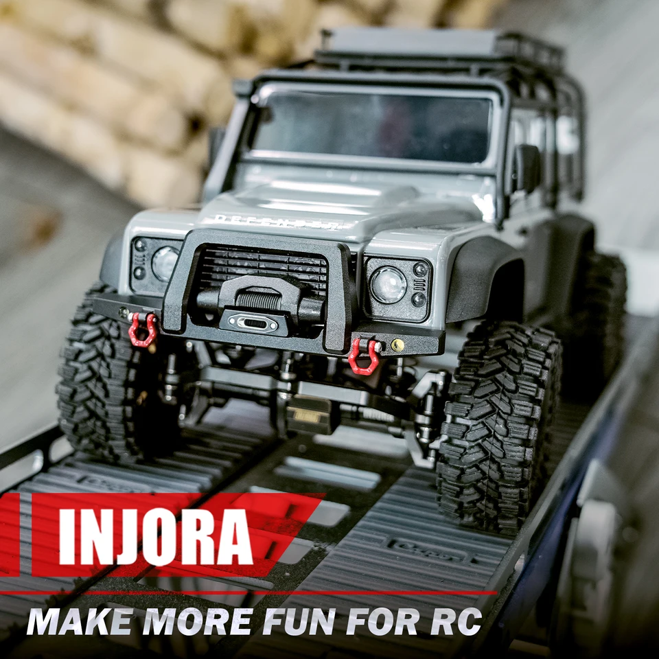 1/18 rcクローラー用injoraCNCアルミニウムフロントリアバンパーtrx4m