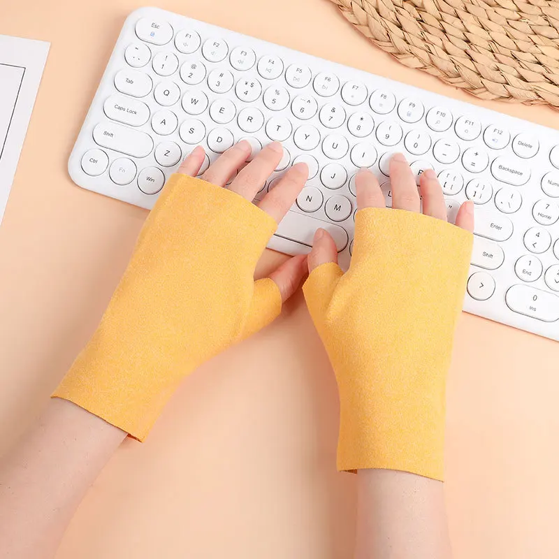 Gants demi-doigts pour femmes, mitaines flexibles, travail de bureau, dactylographie sur le clavier, écriture étudiante, chaud, mignon, hiver, T93