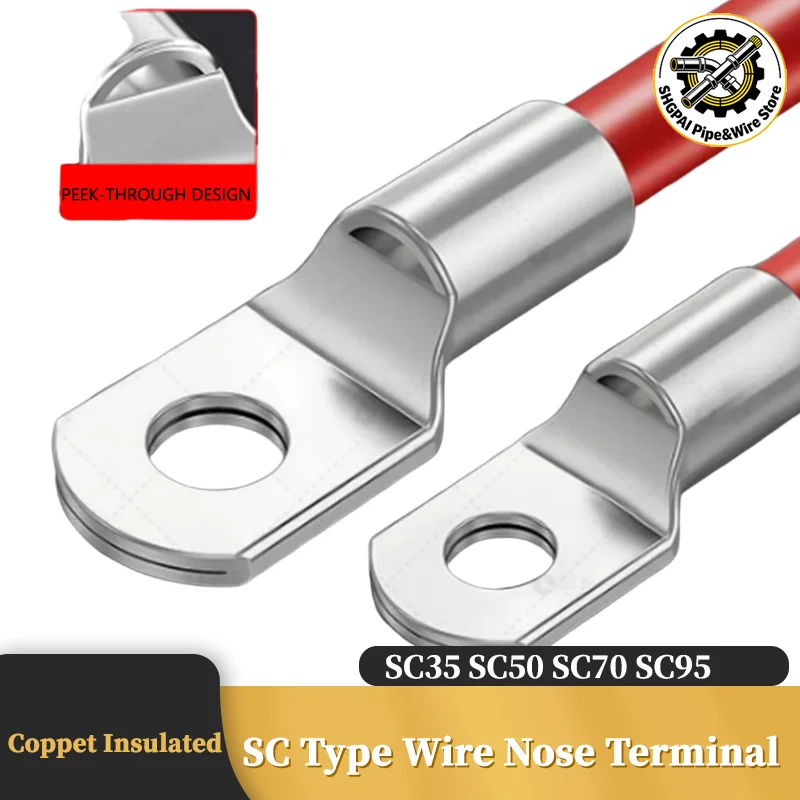 

SC Type Wire Nose Terminal Bare Copper Battery Block Lugs Hole Crimp DTGA Cable End Crimp Wire Connector SC35 50 70 95 1~50PCS