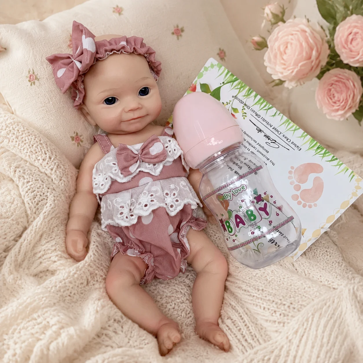 10 Inch Maddie Full Silicone Reborn Baby Doll Simple Hand Painted Finished Bald Head Lifelike Collectible Gift