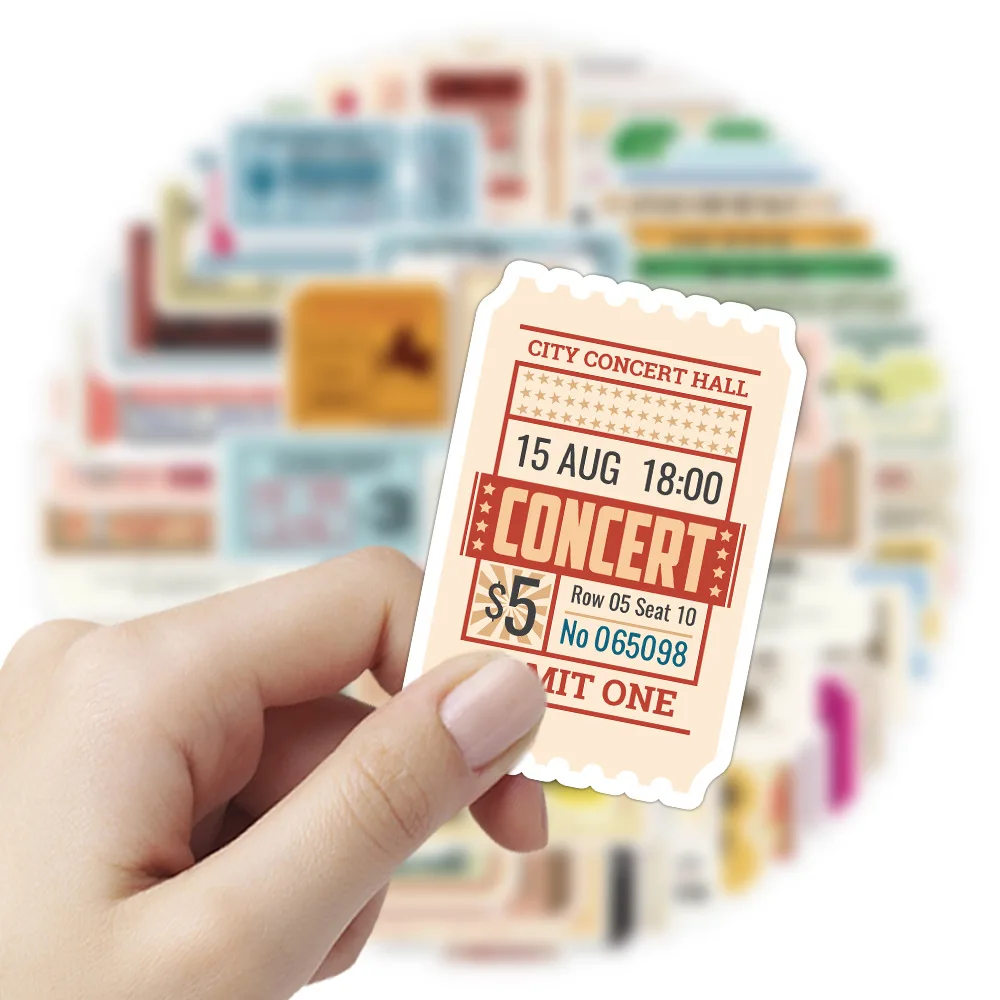 10/60 個レトロチケットスタブ漫画ステッカーバンドスタイル落書き装飾 DIY おもちゃ冷蔵庫ラップトップギターバイクスケートボードデカル