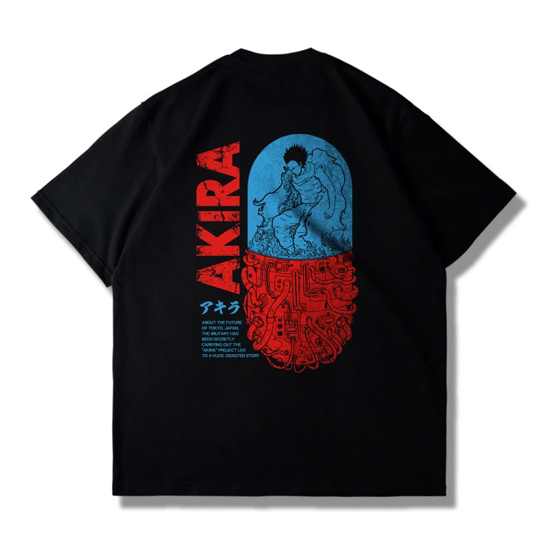 Hot Japanese Anime-related Products Akira Pill Capsule Short-Sleeved Tee Graphic Cotton Printing High-end Luxury Unisex Style