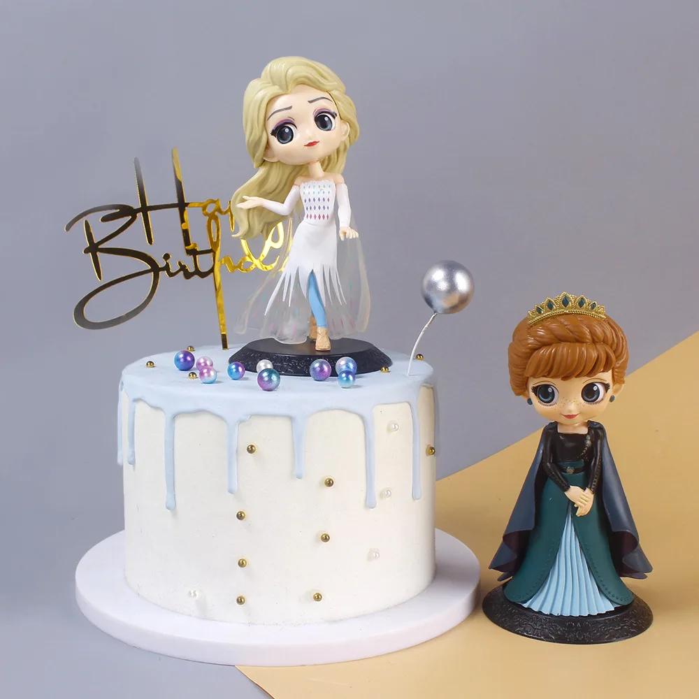 

Frozen Disney Anime Princess Elsa Anna Cake Decoration Figure Doll PVC Ornament Car Desktop Cute Children's Toy Girls Gift