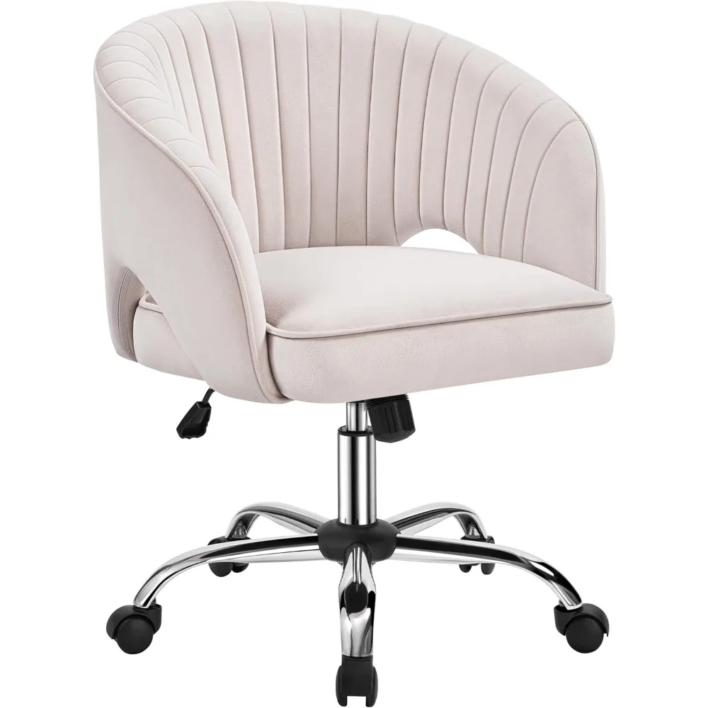 Yaheetech كرسي مكتب لطيف كرسي الغرور المخملي مع عجلات مكتب المنزل منجد كرسي دوار حديث مع ظهر برميل معنقدة