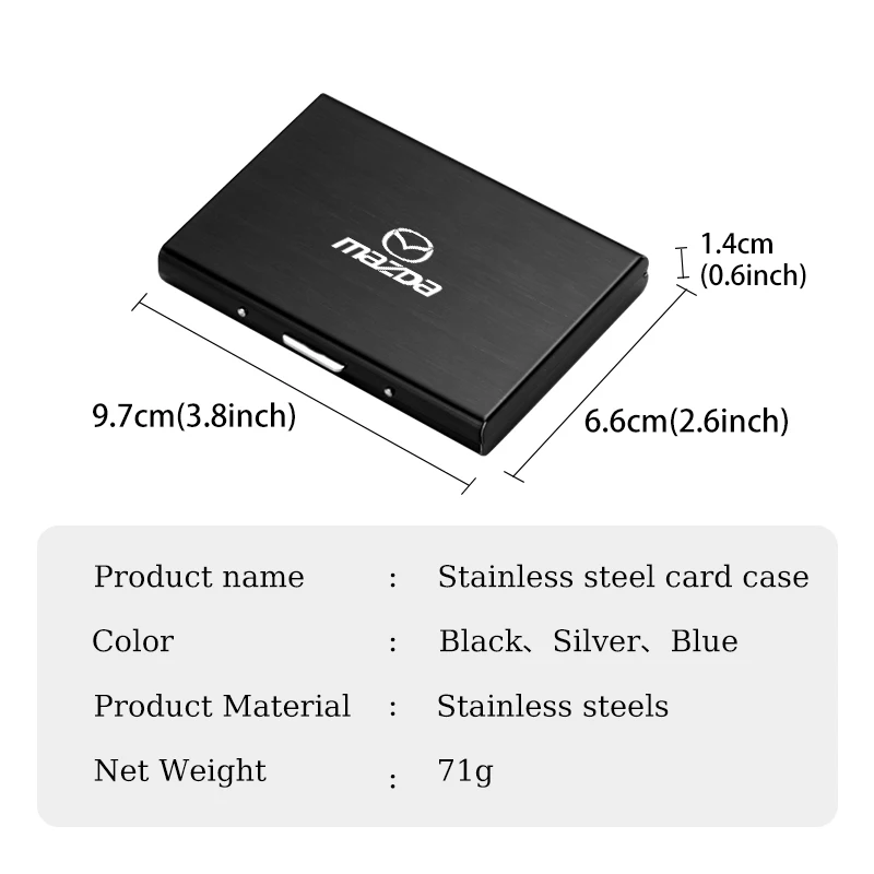 Metal Credit Card Business Card Holders Organizer Purse Wallet For Mazda 6 3 CX5 5 2 323 CX7 Demio Atenza Axela MX30 CX30 CX3