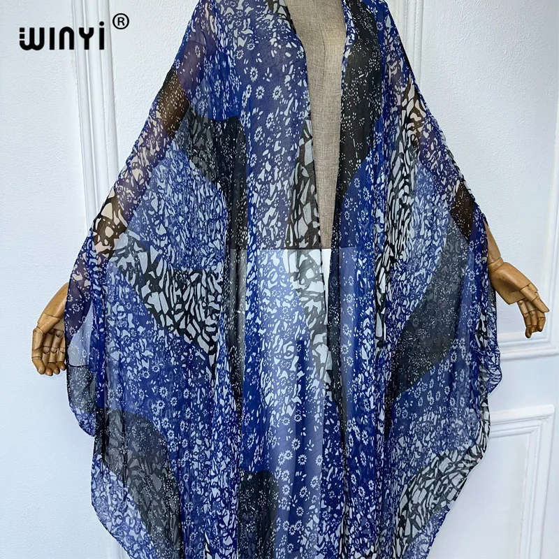 WINYI maxi kimono lato perspektywa seksowny sweter Boho drukuj sukienka plażowa Kaftan osłona do bikini wakacyjne stroje plażowe dla kobiet