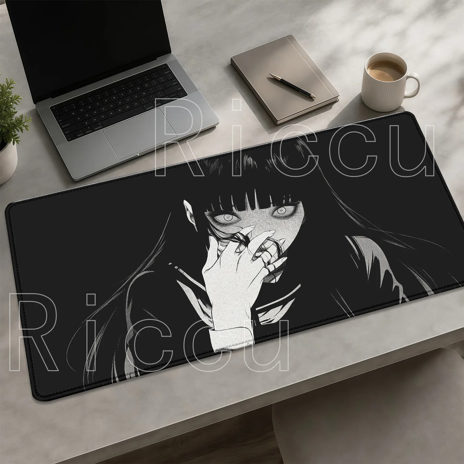 HD Printing Anime Goth Girls Black White Mousepad Gaming Rubber Non-slip Base Computer Mouse Pad Office Accessories XXL Desk Mat
