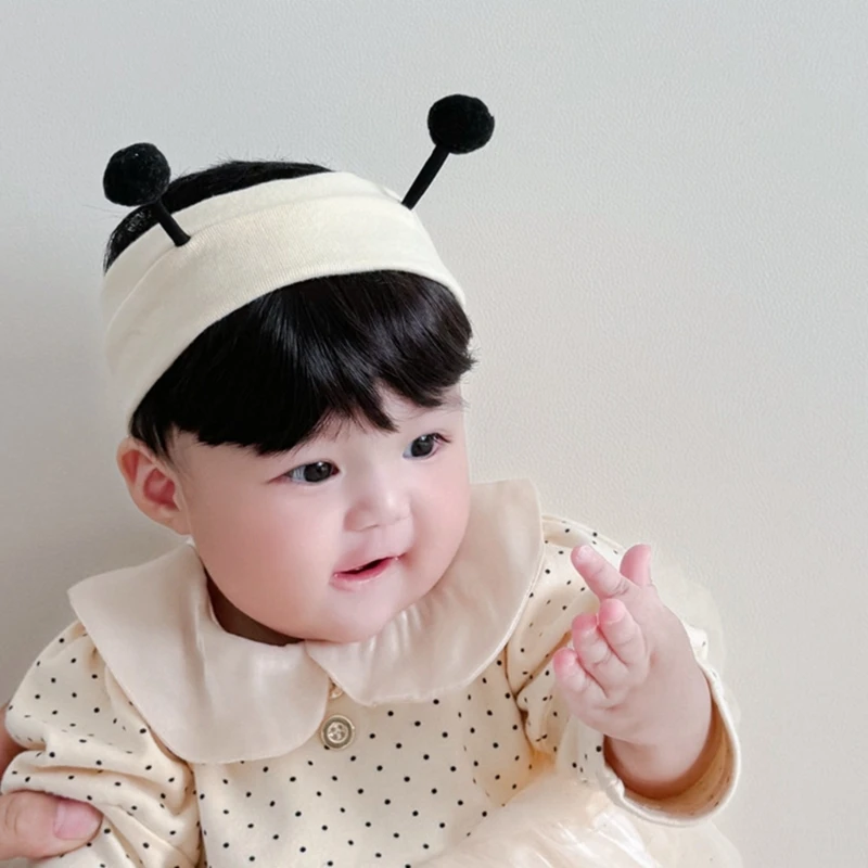 Lovely Antennae Headband with Bangs, Baby Cosplay Hairpiece Hairband for Newborns New Year Hair Accessories