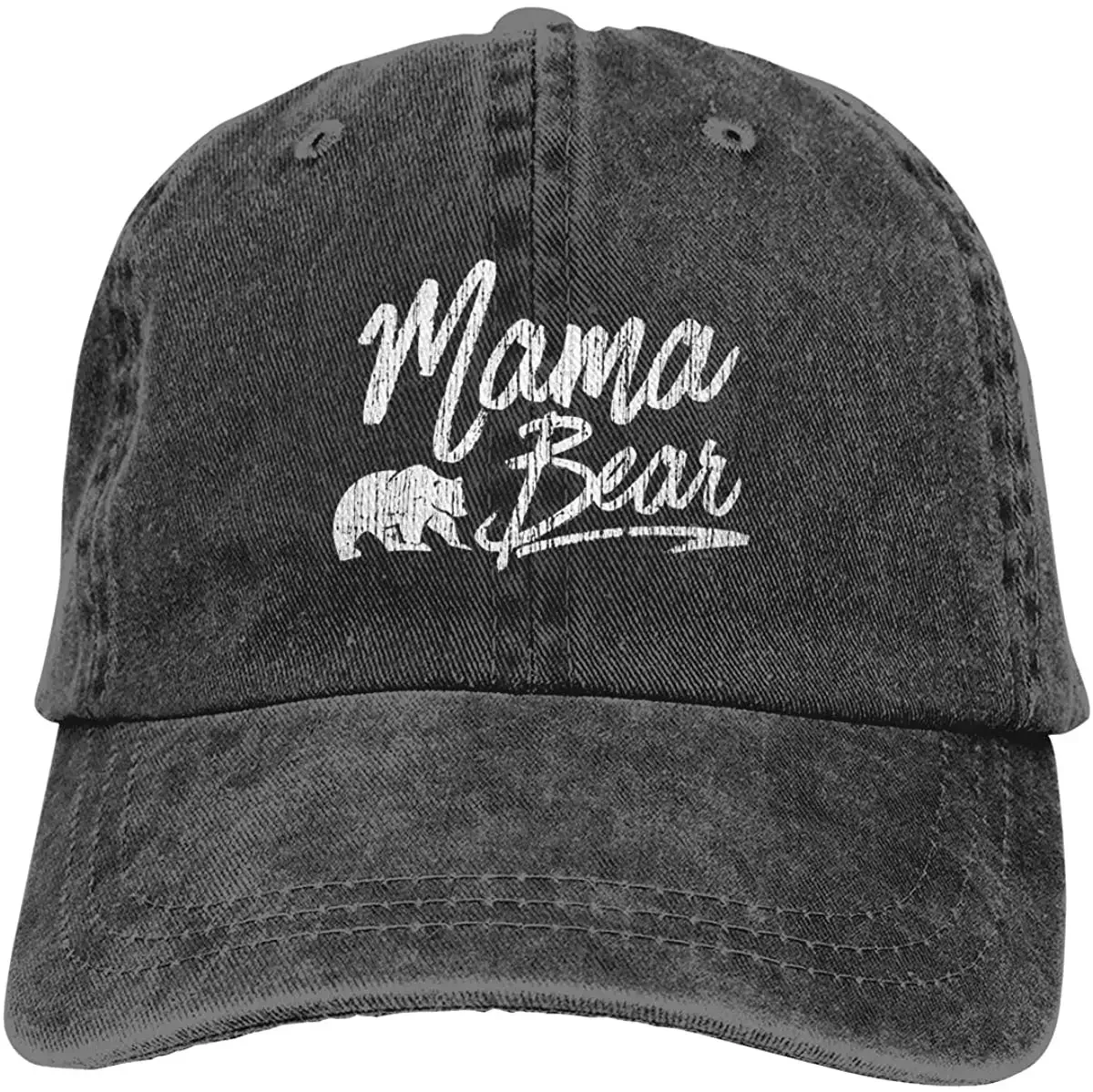 Unisex Mama Bear Denim Hat Adjustable Washed Dyed Cotton Dad Baseball Caps Funny Black Trucker Hat Snapback Cap