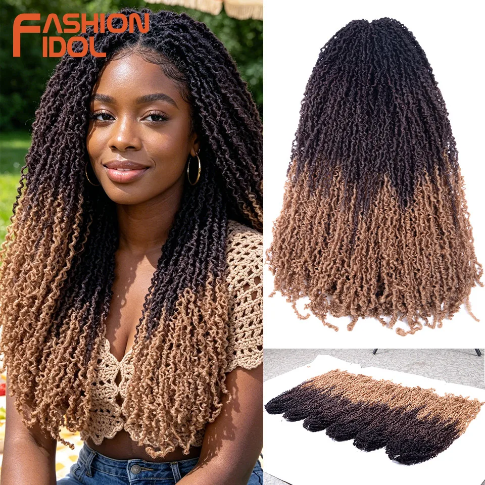 FASHION IDOL Braune Spring Twist Haarverlängerungen Synthetische Vorgedrehte Häkelzöpfe Weiche Flauschige Mini-Twist-Flechtfrisur