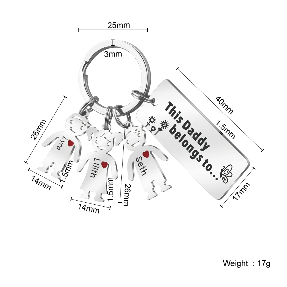 Benutzerdefinierte Familie Namen Keychain Dieses Papa Gehört zu Keychain Personalisierte Vatertag Geschenk – Detail 7