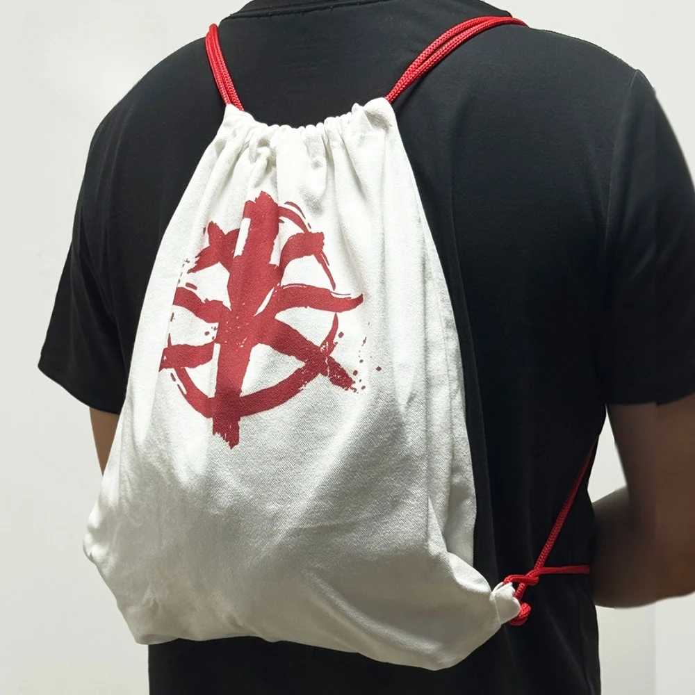 Game Delta Force Backpack Cosplay White Red Drawstring Canvas Bag Unisex Shoulder Bags Adjustable Handbag Party Props