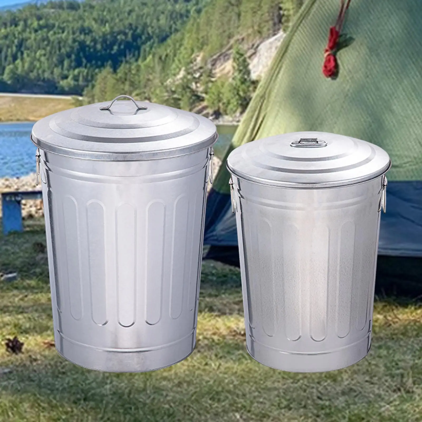 Outdoor Metal Trash Can with Seal Lid Heavy Duty for Garden Yard Compost Bin