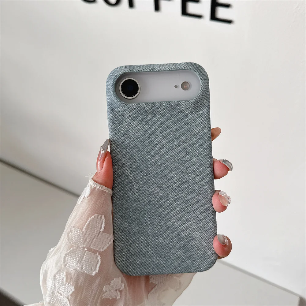 Luxuriöse Handyhülle aus mattem Denim-Stoff für iPhone 17 Air 16E 16 Plus 15 14 13 12 Pro Max 11, stoßfeste, weiche TPU-Abdeckung