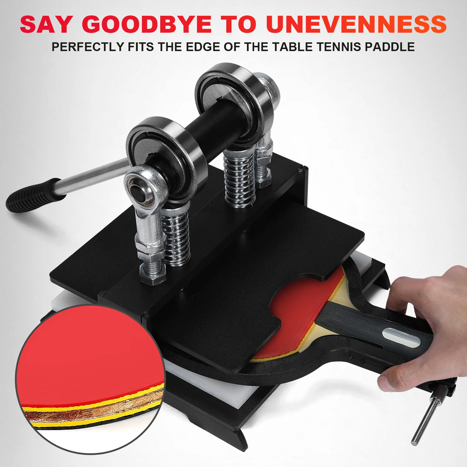 

Manual Table Tennis Rubber Edge Cutter Leather Die Cutting Cutter Double Roller Bearing Design with 8mm Thickness Base Plate