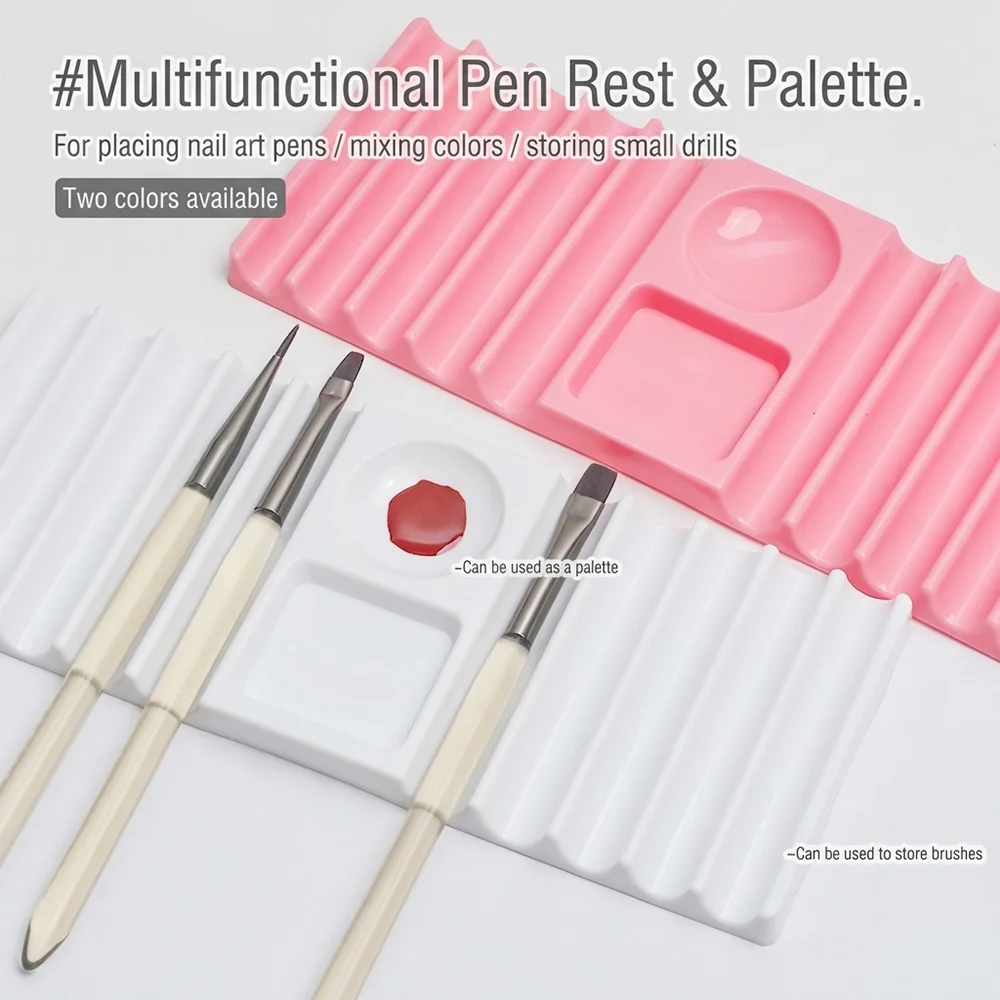 10-Compartment Nail Brush Stand With Color Palette Plastic Multi-purpose Nail Art Pen Holder Nail Brush Holder Manicure Tools