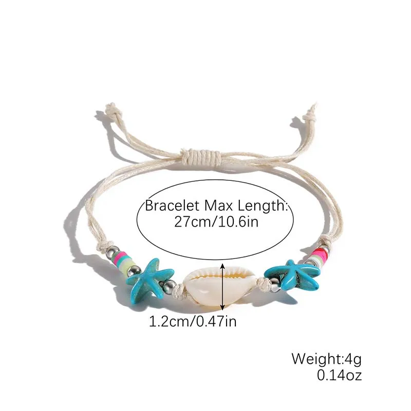 Klassisches Boho-Armband mit blauen Seestern und Perlen für Damen, Strandmuschel, Muschel, Muschel, Schildkröte, Armreif, modischer Freundschaftsschmuck – Detail 13