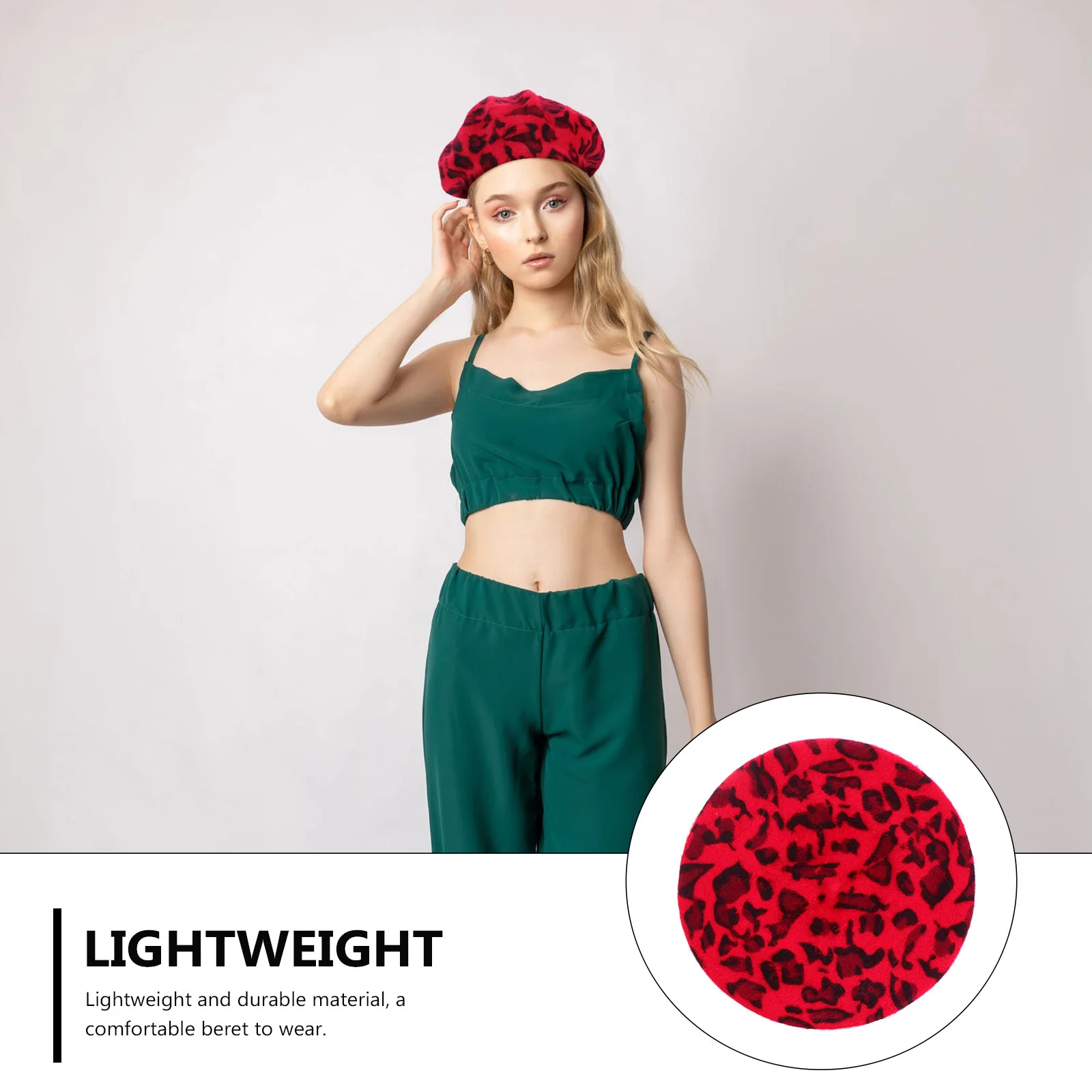 

1Pcs Beret Leopard Print Hat Soft Comfortable Warm Female Fashion Cap Lightweight Painter Style for Spring Autumn Winter