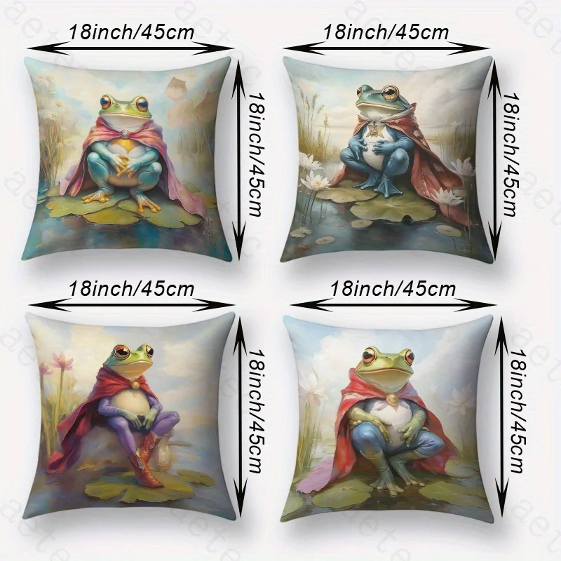 Whimsical Frog Art Pillowcase Throw Cushion Cover Nature Garden Amphibian Decor for Cozy Cottage Nursery Home Decor