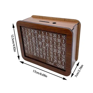 1000/3000/5000/10000 Euro Money Box Wooden Money Box Reusable with Savings Target and Number Box Home Decoration 3 best sales unfinished wood boxes - №1