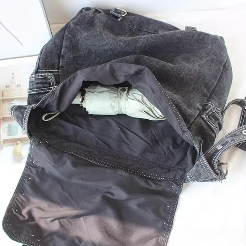 Y2k Aesthetic Trendy Grunge Denim Bag High-capacity Vintage All Match Women's Handbags Korean New Casual Shoulder Crossbody Bags