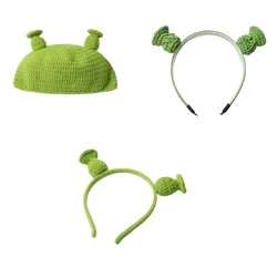 Gorro de orejas verdes para niños, diadema de orejas verdes para Halloween, divertido gorro para el pelo de orejas verdes, accesorio para fotografía, bonito gorro divertido