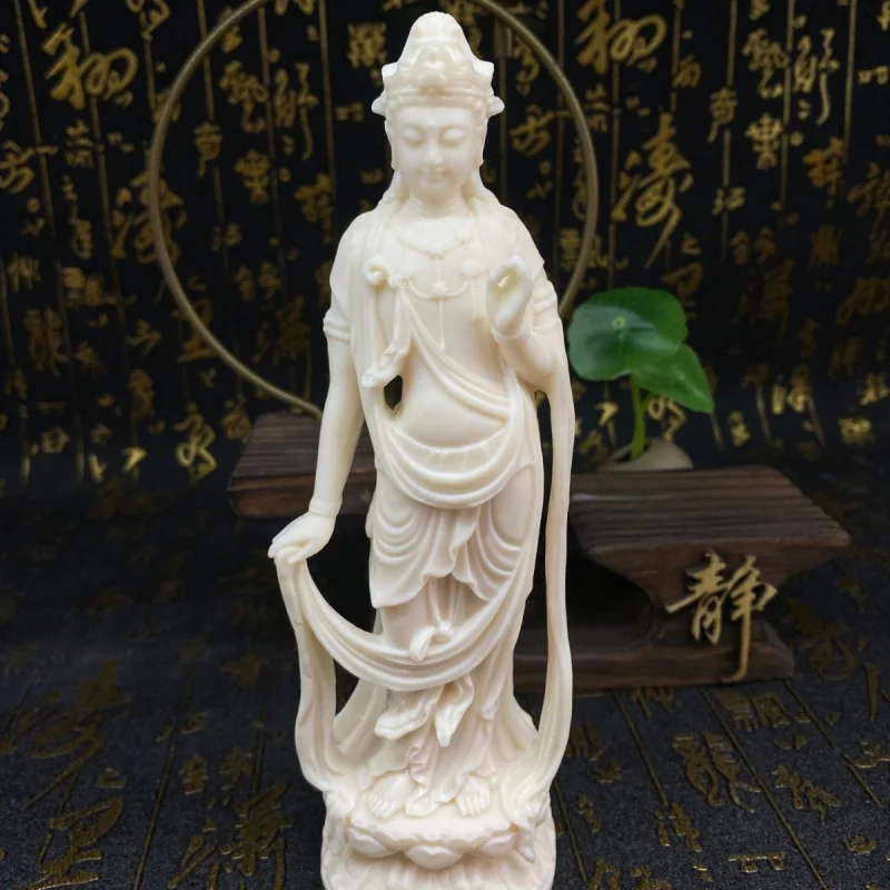 

Ivory Nut Carving Great Trend to Xiaoyao Guanyin Bodhisattva Home Living Room Curio Shelves Crafts Decoration Factory Wholesale