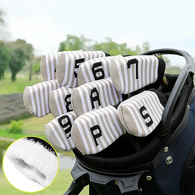 Golf Head Covers 10Pcs Golf Iron Headcovers Knitted Socks Shape Golf Iron Covers Golf Club Headcovers With Number Tag Protective