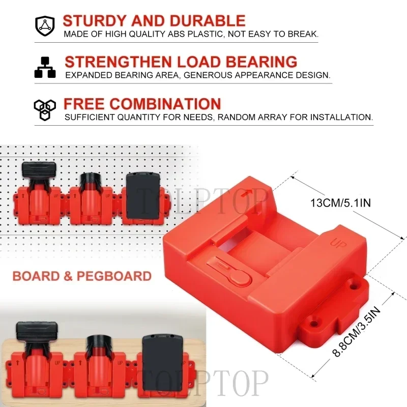 Battery Holder 2-in-1 Battery Mount For Milwaukee 12V 18V Lithium Battery Dock Holder Storage Rack For 48-11-2401 48-11-1815