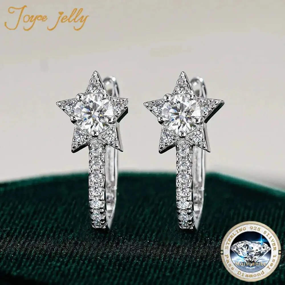 JoyceJelly 925 Sterling Silver Moissanite Earrings For Women 1cttw Lab-created Diamond Jewelry Ear-studs Wedding Engagement Gift
