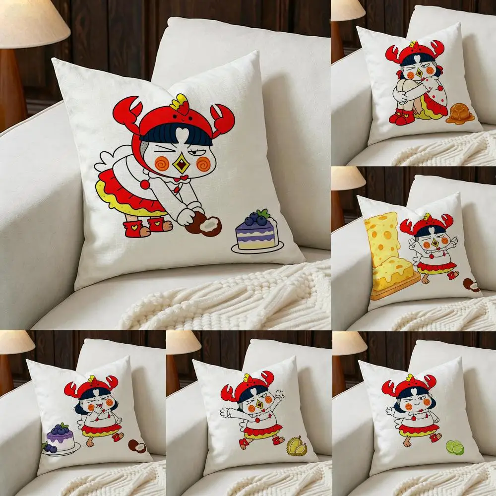 Funda de Cojín con Diseño S-Samyang B-Buldak, Juego de Fundas de Almohada de Lino Natural, Decoración Todo en Uno para Sofá, Dormitorio y Silla