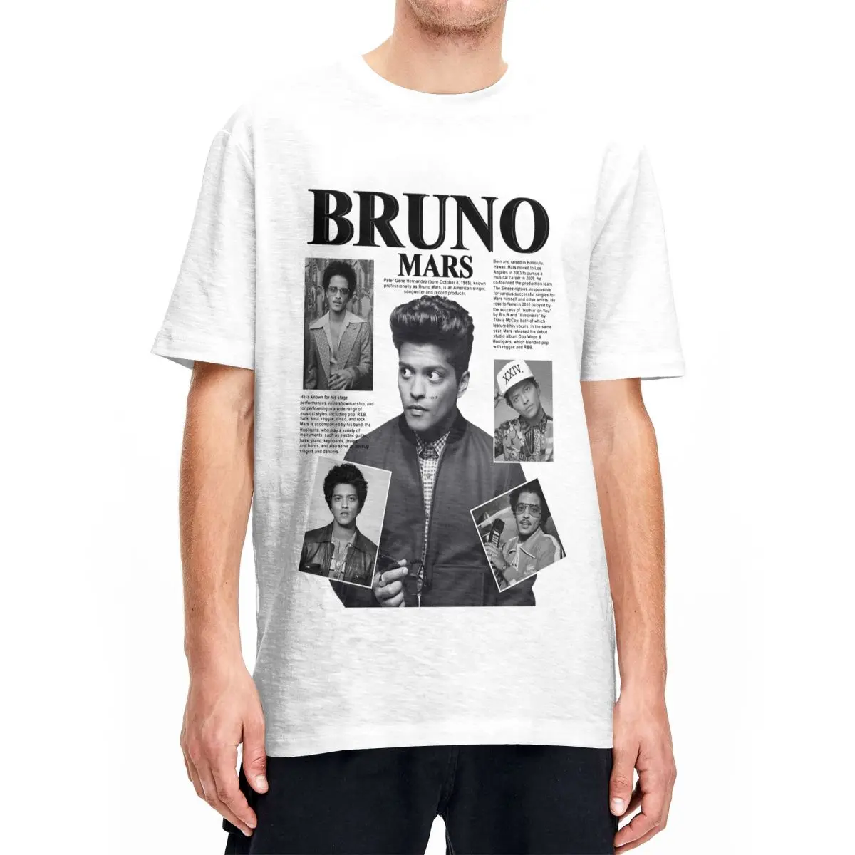 Bruno Mars Pop Music Concert T-Shirt for Men Women Leisure Cotton Tees Crewneck Short Sleeve T Shirts Gift Idea Clothes