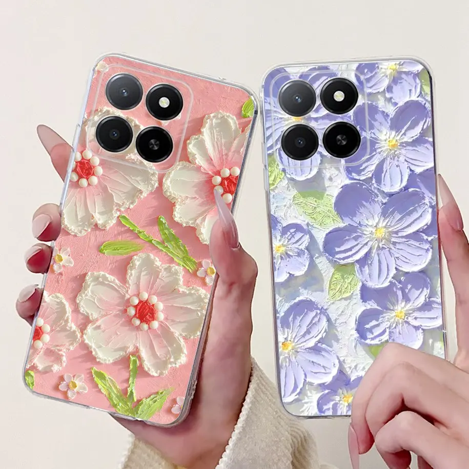 For Honor X5b Plus Case GFY-LX2P Cover New Fashion Love Heart Flower Soft Silicone Clear Phone Cover For Honor X5b 4G X 5b Coque