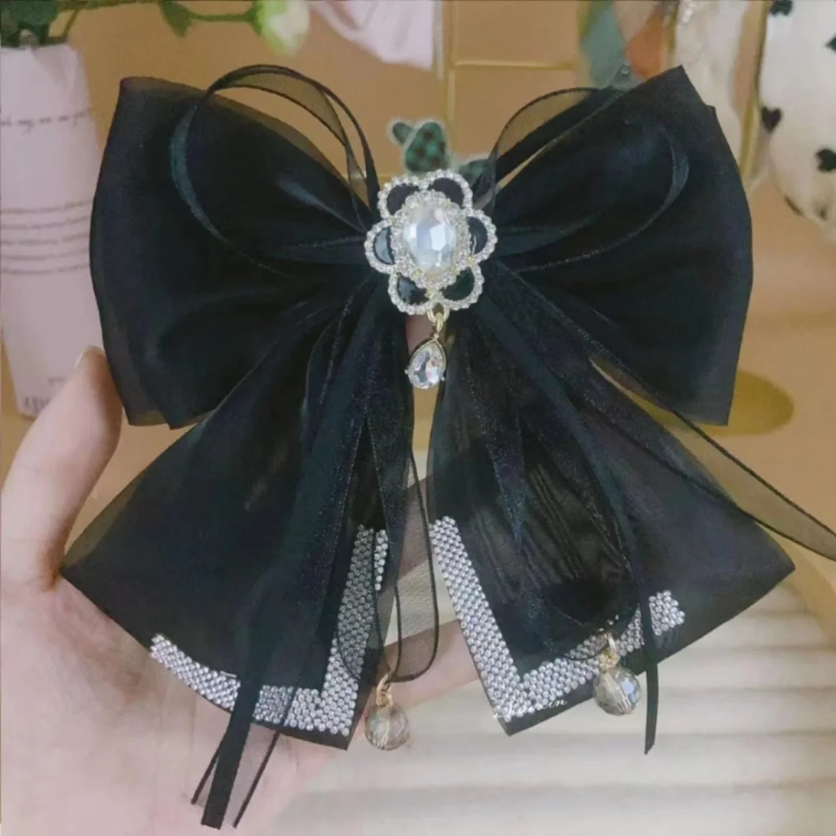 New Korean Fashion New Big Bows Spring Hair Clips Flash Diamond High-quality Hairpin Female Accessories for Women Barette