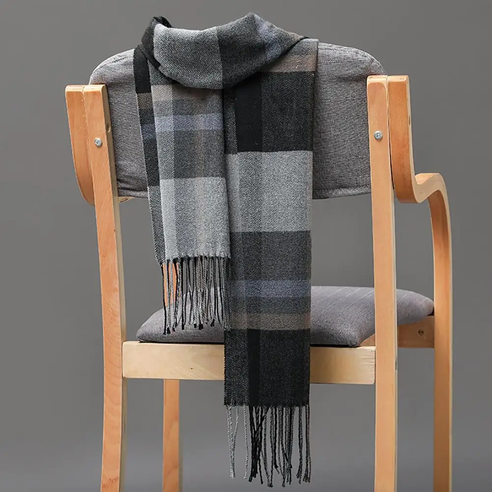 Wool Scottish Plaid Scarves Faux Cashmere Men Women Scarf British Plaid Fringed Tassels Scarf Winter Long Scarf Hijab Male Scarf