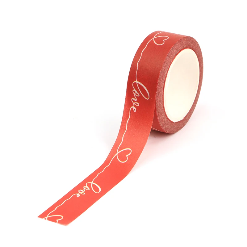 2022 New 1PC 15mm*10m Decorative Valentine Red Love and Heart Washi Tape Scrapbooking Masking Tape Office mask washi tape