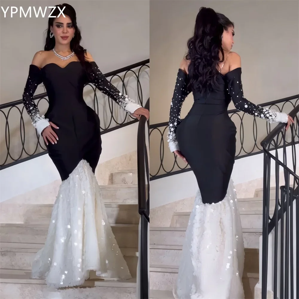 

Customized Evening Dress Formal Party Occasion YPMWZX Off-the-shoulder Mermaid Floor Length Skirts Draped Sequin Bespoke Occasi