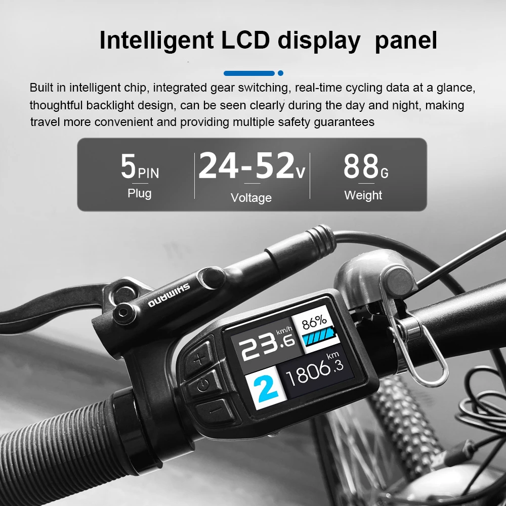 E-Bike LCD Intelligentes Display JN TFT-UKC3 Farbbildschirmanzeige 5-adriger SM/wasserdichter Stecker, mit USB-Schnittstelle, Fahrradzubehör