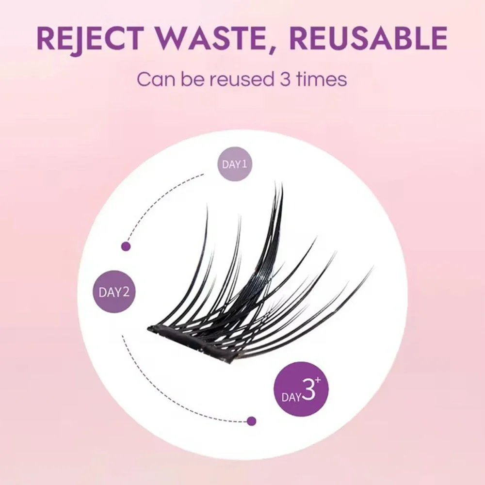 Press on Self Adhesive Cluster Lashes No Glue Needed Natural Look Segmented Eyelashes Reusable Black
