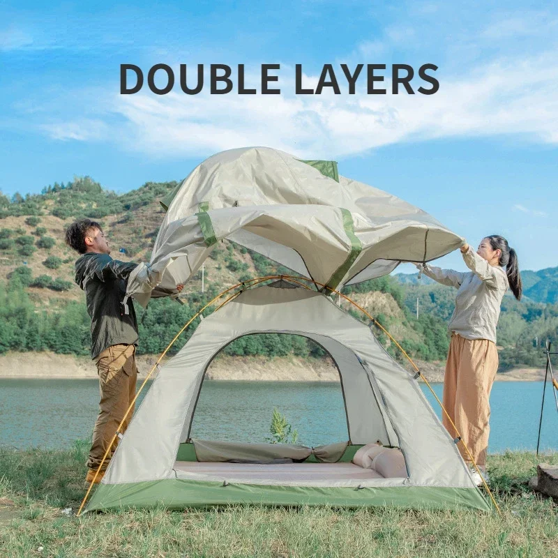 YOUSKY Outdoor Tent 2 People, Double-layer, Double Person Camping, Thickened Rainstorm Proof, Rain Proof, Lovers, Beach,Tent