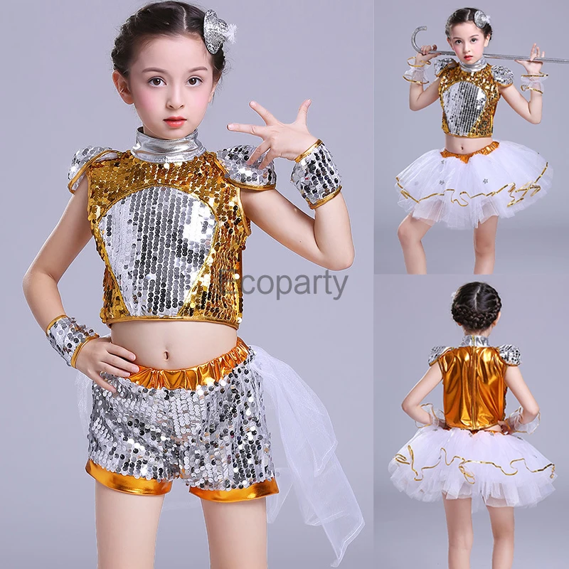 3 pezzi per ragazze moda costume da ballo jazz per bambini moderno uniforme da cheerleader per bambini hip hop crop top gonna abbigliamento da prestazione per bambini