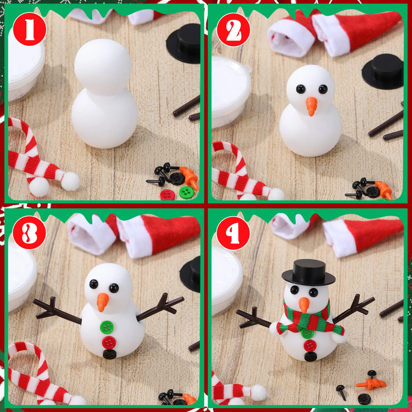 96-delige sneeuwpopknutselset voor kinderen: klei Bouw je eigen kerstactiviteitenset voor binnen Polymeer Klei Vakantieknutselsets Kerstmis