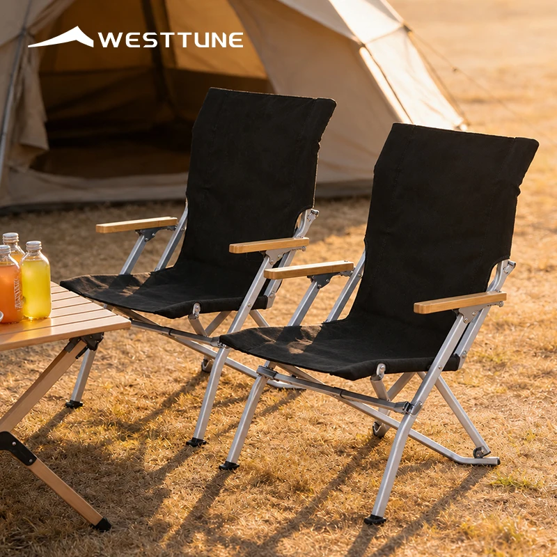 WESTTUNE Folding Outdoor Chair Portable High Back Lounging Chair Lightweight Camping Chair for Home Picnic Outdoor Furniture