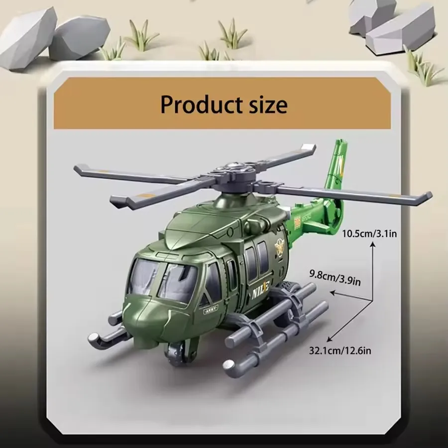Military Helicopter Alloy Airplane Models Ornaments Inertial Rescue Aircraft Propeller Rotatable Taxiing For Educational Gifts