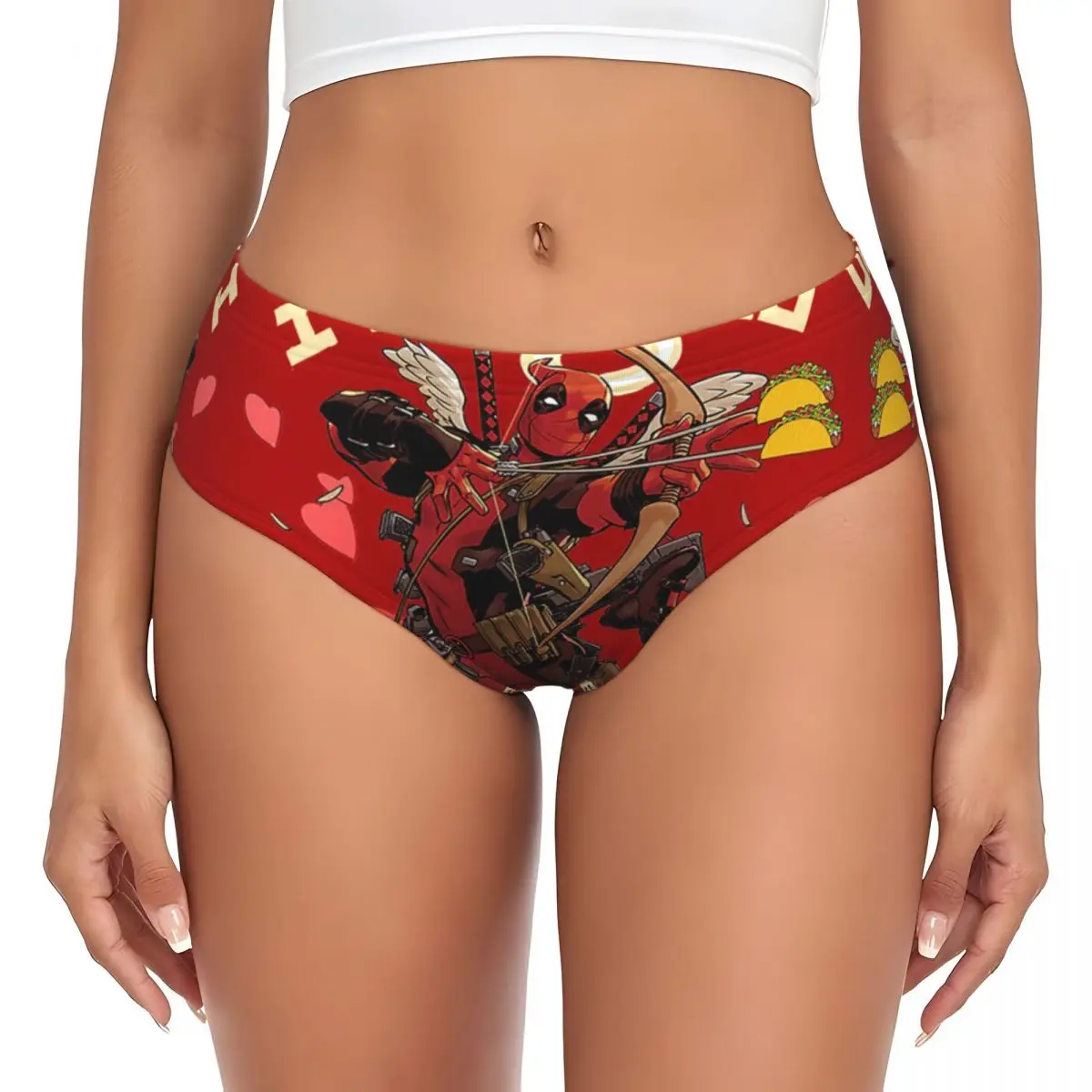 Roupa Interior Conforto Das Mulheres Personalizadas, Deadpool Cupido Breve Calcinha, Cuecas Femininas