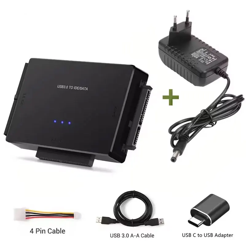 

Адаптер SATA/IDE на USB 3.0 Кабель-адаптер жесткого диска Конвертер для 2,5/3,5-дюймового жесткого диска SATA и IDE Поддержка 6 ТБ для ПК Macbook