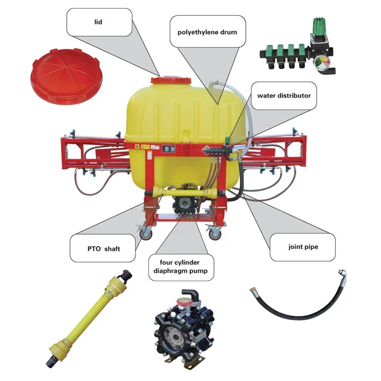 Agricultural tractor 3 point mounted farmland power 500L Tank boom sprayer