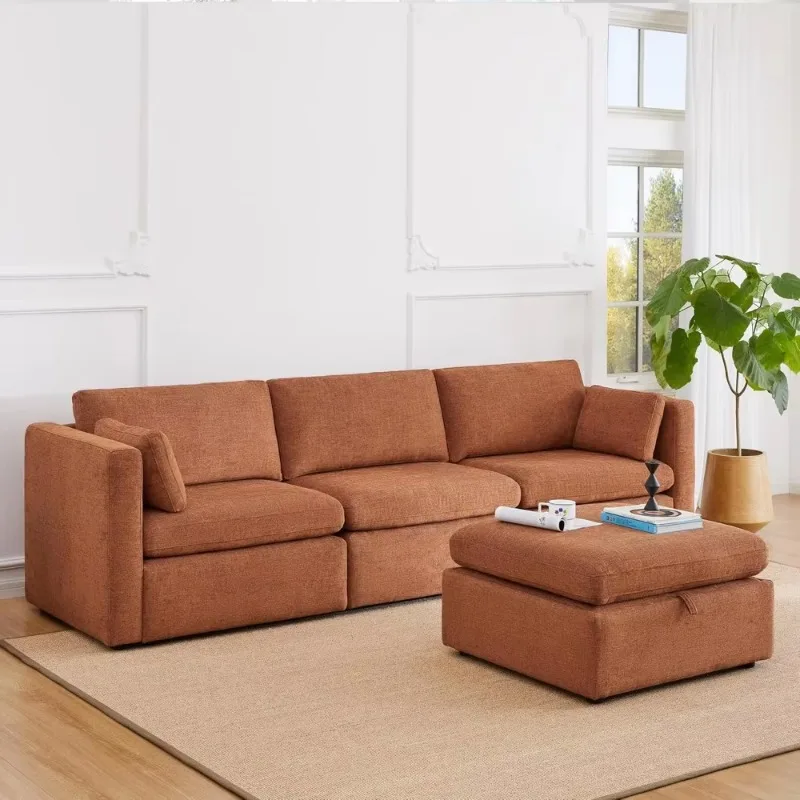 Oversized Modular Sectional Sofa Set, Extra Large L Shaped Couch with Reversible Chaise Couch, 112 Inch Width,4 Seat Storage