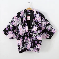 Haori Winter for Women Kimono Japanese Traditional Quilted Padding Cotton Coat Loose Yukata Femme Hanten Jacket Pyjama Japonais
