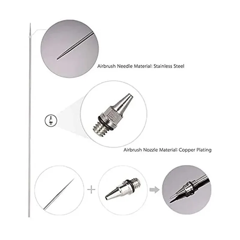 JOYSTAR 10PCS Airbrush Spare Parts, 0.2mm Needle, Nozzle and Needle Protector for Airbrush